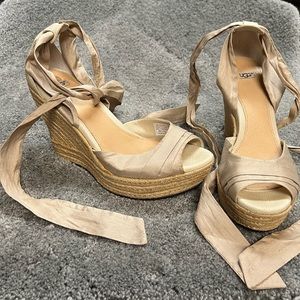 UGG Wedge Peep-toe Sandals with Ankle Wrap